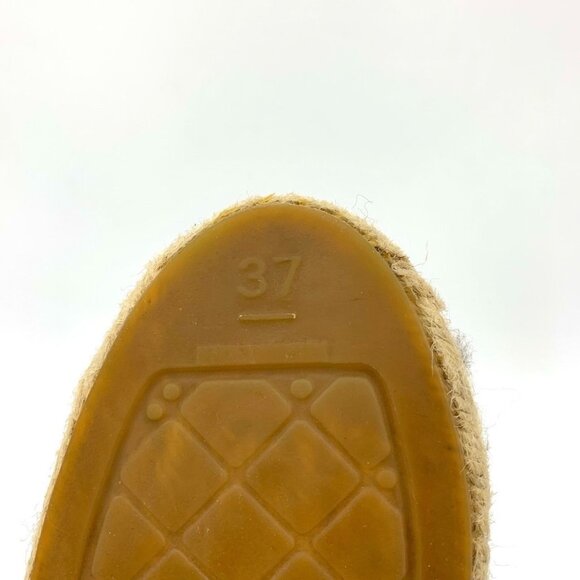 Chanel White Leather Espadrilles Size 37 Double C Logo With Jute Sole Made In Sp - Picture 6 of 9